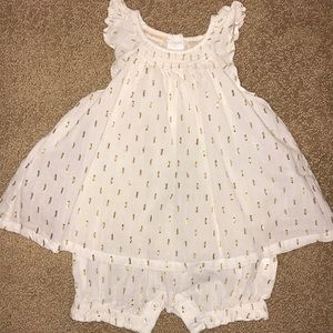 First Impressions Ivory and Gold Romper - 18 Mths